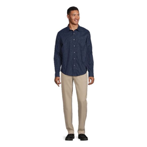 Men's Long Sleeve Poplin Button-Up Polka Dot Dress Casual Shirt 2-Pack Size S - Picture 3 of 12